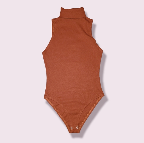 Zara Tops Zara Ribbed Turtleneck Bodysuit Burnt Dark Orange Medium Poshmark